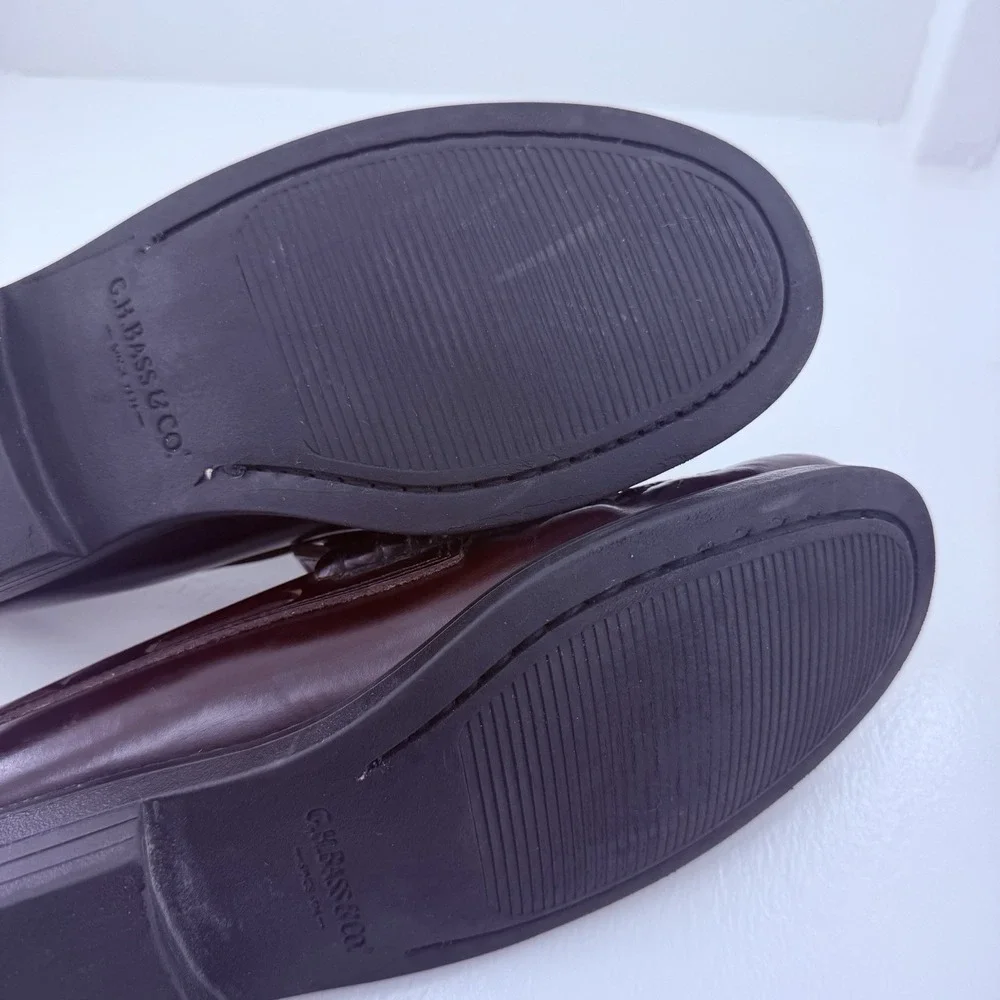 G.H. Bass Weejuns Mens 10D Burgundy Oxblood Leather Penny Loafers Moc Toe